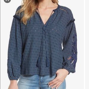 Lucky Brand womens embroidered blouse Sz Medium